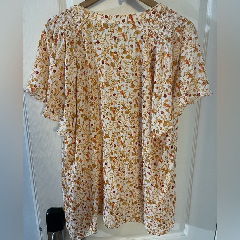 Rose & Olive Floral Blouse - Cream and Orange - Picture 2 of 5